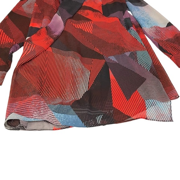 Robert Rodriguez Women's Faux Wrap Shirt Mini Dress Geometric Multicolor XL - Picture 6 of 15